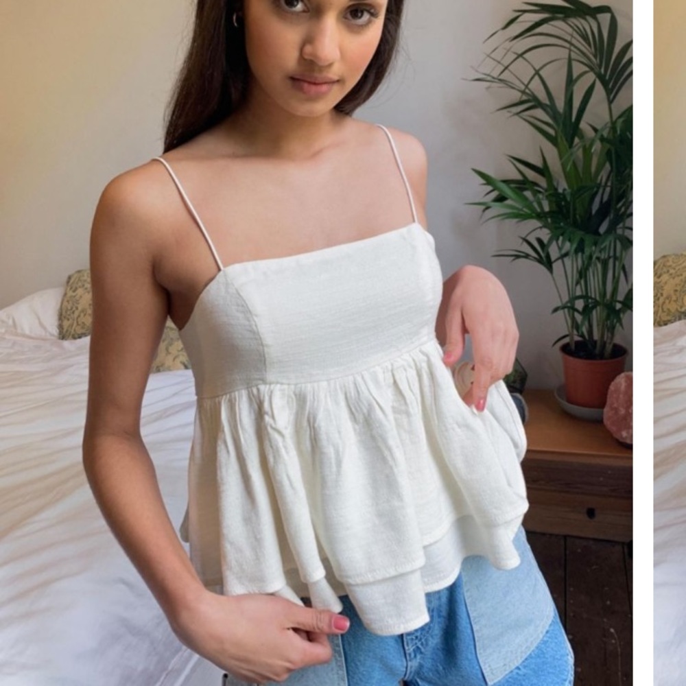 UO Olivia Tiered Peplum Babydoll Cami